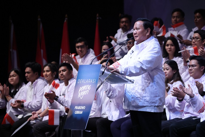 Calon Presiden Prabowo Subianto menghadiri deklarasi Penerus Negeri di Djakarta Theater XXI. (Dok. Tim Media Prabowo Subianto)