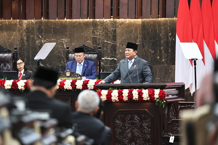 Presiden Prabowo saat berpidato tegas melawan “serakahnomics” di Sidang Tahunan MPR/DPR. (Dok. Tim Media Prabowo)